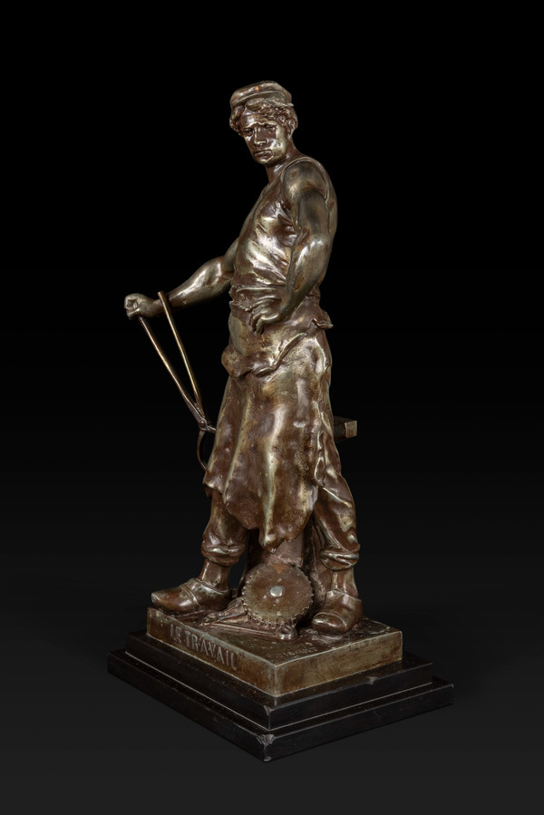 « LE TRAVAIL » Bronzestatue von Emile Louis Picault (1833-1915):