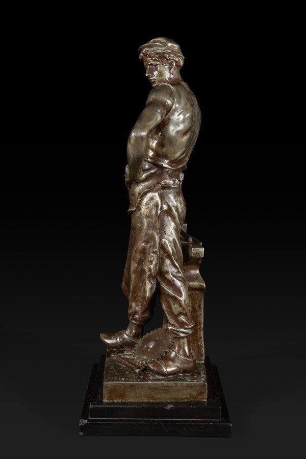« LE TRAVAIL » Bronzestatue von Emile Louis Picault (1833-1915):