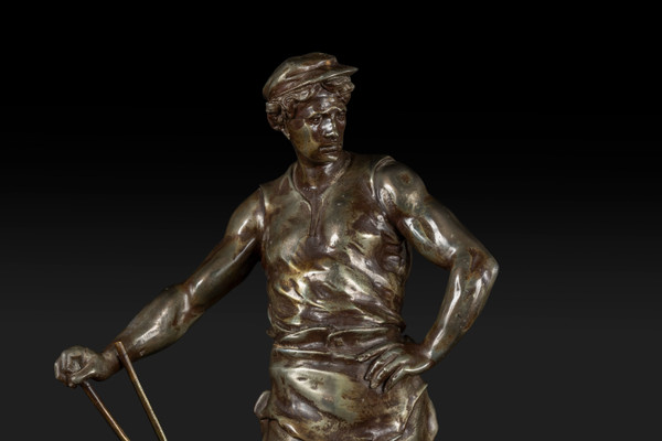« LE TRAVAIL » Bronzestatue von Emile Louis Picault (1833-1915):