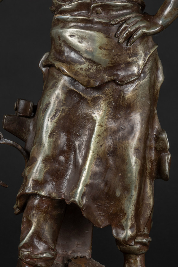 « LE TRAVAIL » Bronzestatue von Emile Louis Picault (1833-1915):