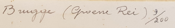 Gravure en couleurs, numérotée et signée, « GROENE GREI » (Bruges) de GIELIS PIERRE :
