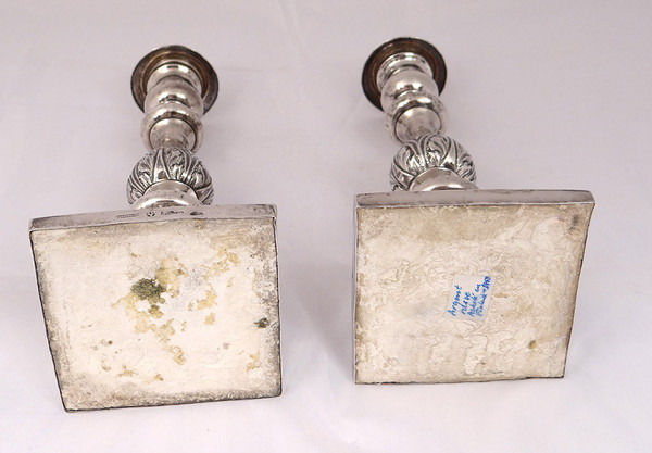 Paar russische Silberleuchter Minsker Goldschmied Pogorzelski Pb 874gr 19. Jahrhundert