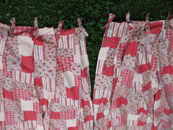 Pair of pure cotton patchwork style country decor curtains