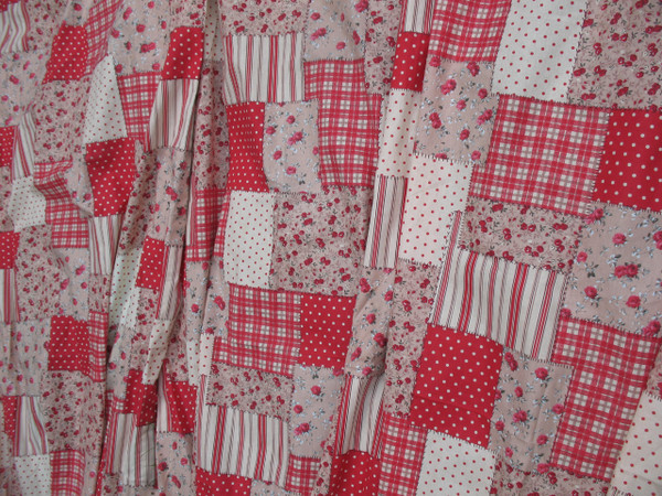 Pair of pure cotton patchwork style country decor curtains