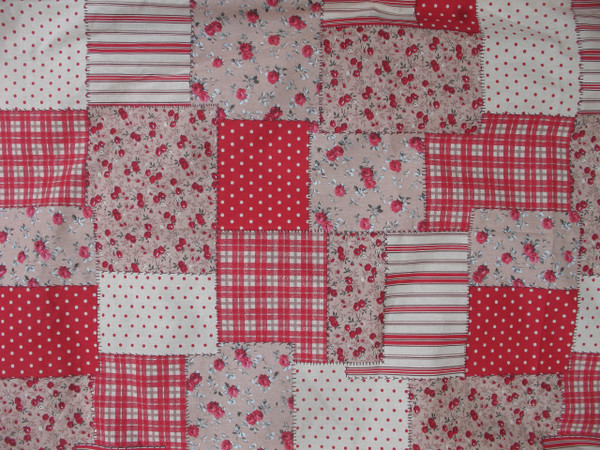 Pair of pure cotton patchwork style country decor curtains