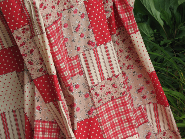 Pair of pure cotton patchwork style country decor curtains