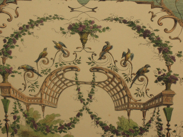 Bacchic feast after Watteau color engraving by J. Moyreau framed d: 66 x 91 cm 