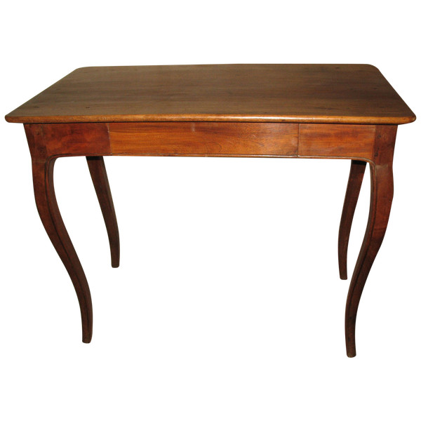 Table à écrire bureau époque 18ème Louis XV en noyer blond avec un tiroir 
