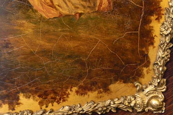Vetrina in intarsio e vernice Martin della fine del XIX secolo 