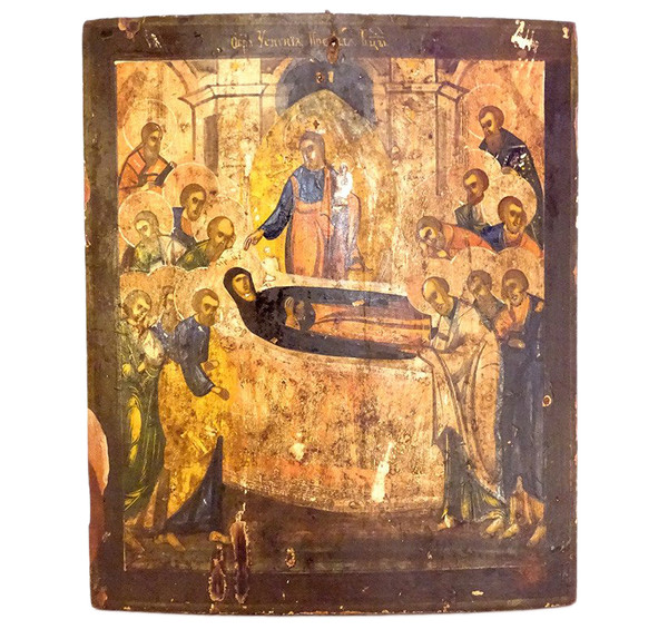 Russisch Orthodoxe Ikone HSP Dormition Jungfrau Maria Mutter Gott Apostel XVIII.