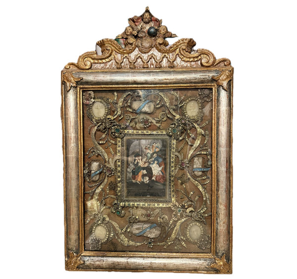 Important Tableau Reliquaire Aux Quatre Reliques - Early 18th century
