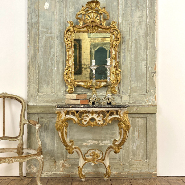Console in painted and gilded wood 18th century