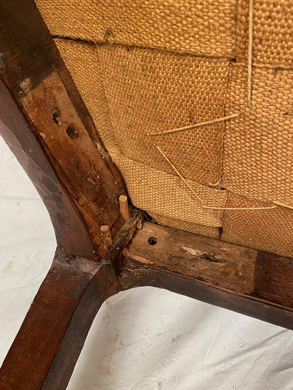 Louis XV-style bench seat upholstered with petit point tapestry, early 19th century
