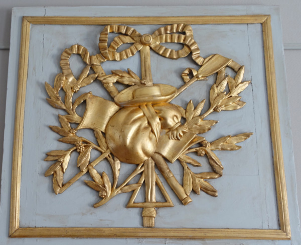 Provencal trumeau, Louis XVI period in-between mirror - gilded with gold leaf, mercury mirror