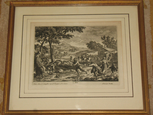 Acqua Terra Aria Fuoco Incisioni di Gabriel Perelle (1604-1677) incorniciate XIX secolo