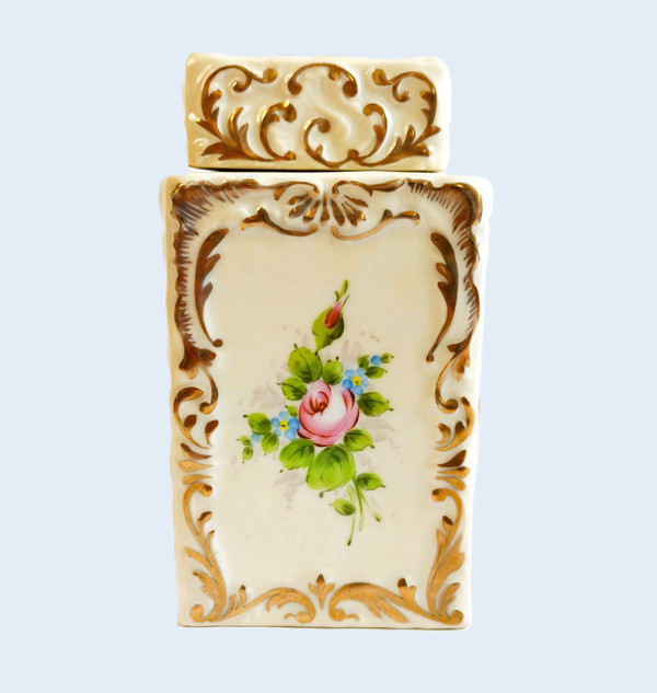 Paris Porcelain Hand Painted Tea Box 19th C