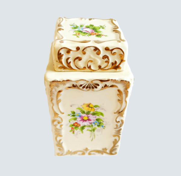 Paris Porcelain Hand Painted Tea Box 19th C