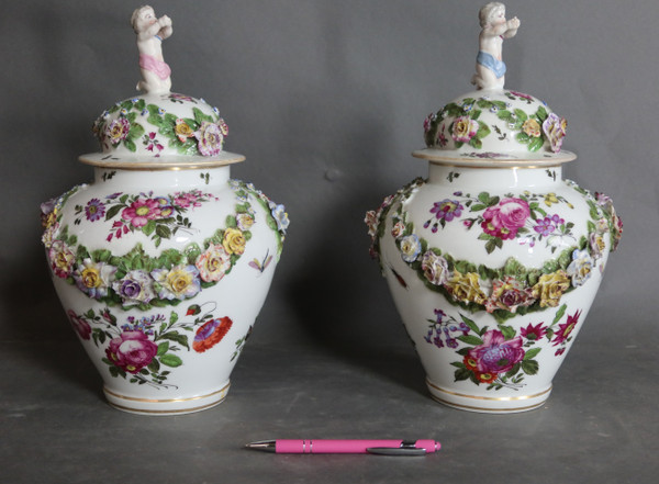 Pair of Samson porcelain covered pots