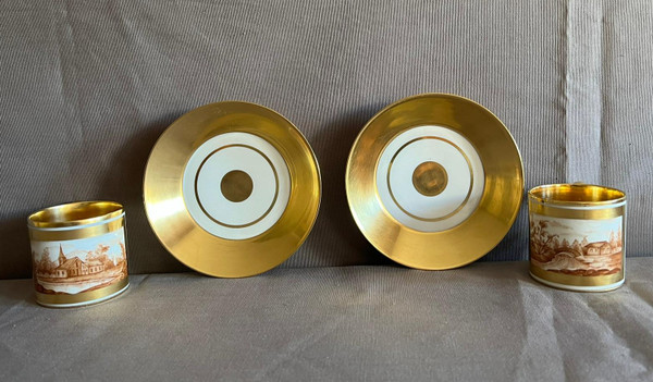 Pair Of Porcelain Cups And Coasters From KPM 20th century