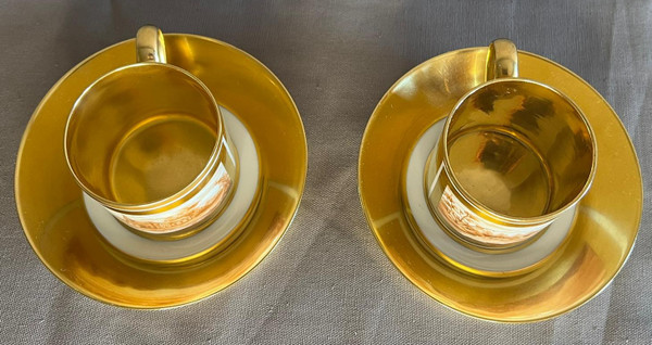 Pair Of Porcelain Cups And Coasters From KPM 20th century