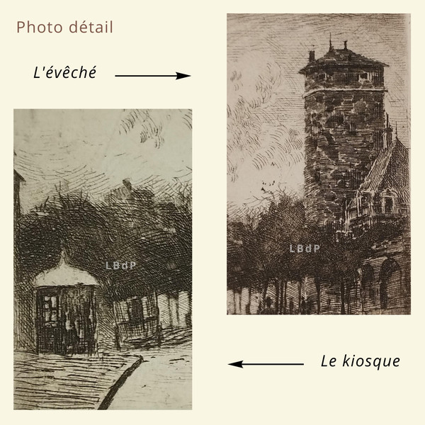 Etching by Eugène Viala - aquafortist from Aveyron