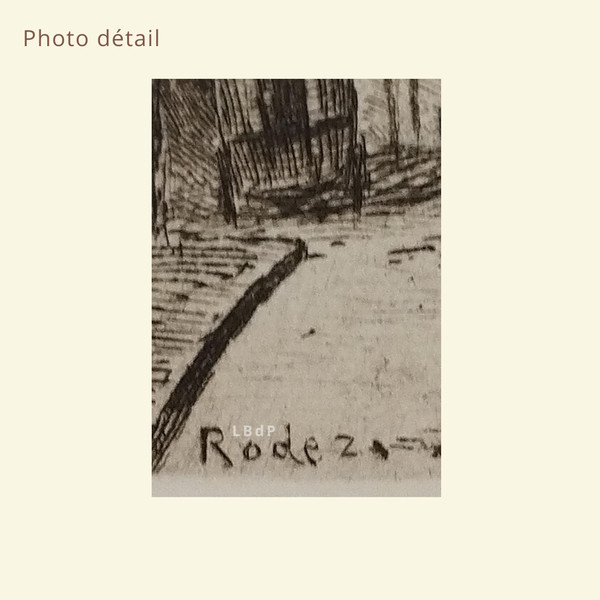 Etching by Eugène Viala - aquafortist from Aveyron