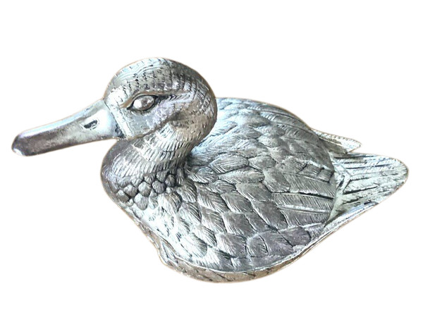 Silberne Metall-Ente Tisch-Kühlbox Mauro Manetti 1960