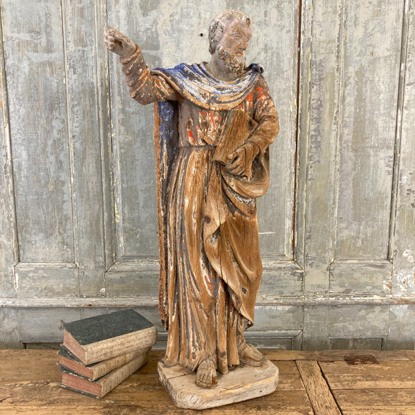 Saint in carved wood 18th century