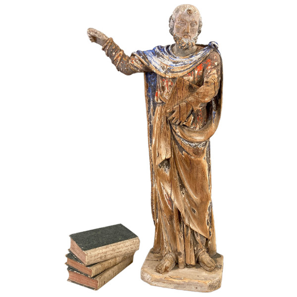 Saint in carved wood 18th century
