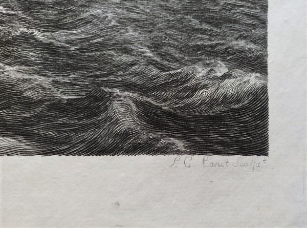 Etching Seascape Engraving After Ludolf Bakhuizen 18th c Old Print