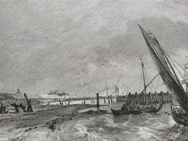 Etching Seascape Engraving After Ludolf Bakhuizen 18th c Old Print
