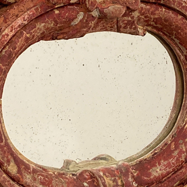 18th Century Carved Wood "oeil De Boeuf" Mirror