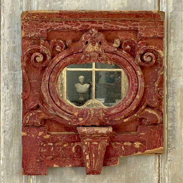 18th Century Carved Wood "oeil De Boeuf" Mirror
