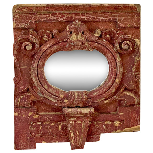 18th Century Carved Wood "oeil De Boeuf" Mirror