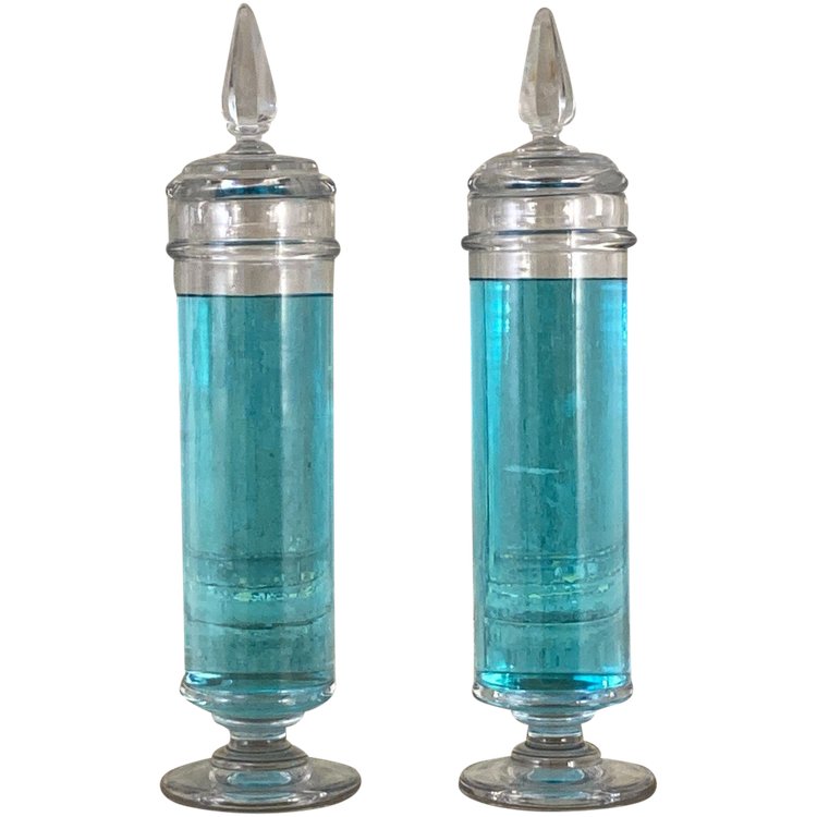 Paire de grands flacons de pharmacie XIX