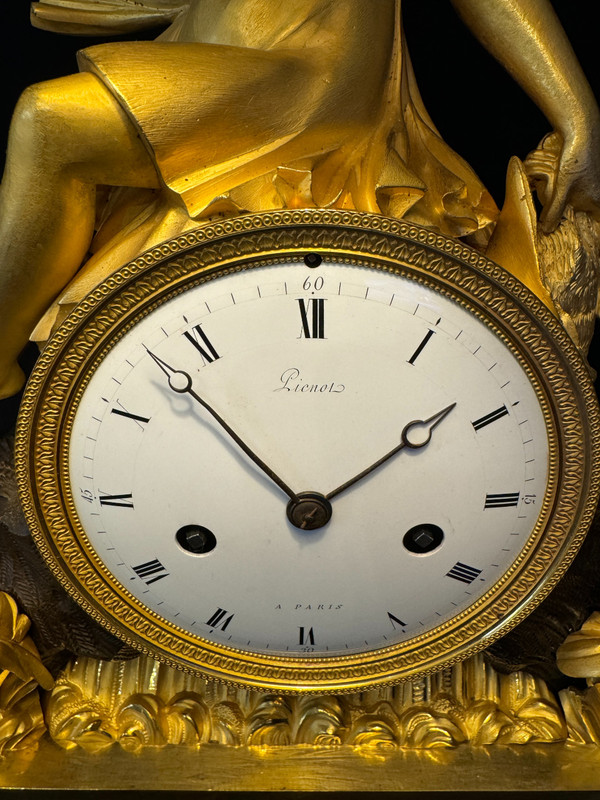 Large Empire gilt bronze "Diana the Huntress" clock