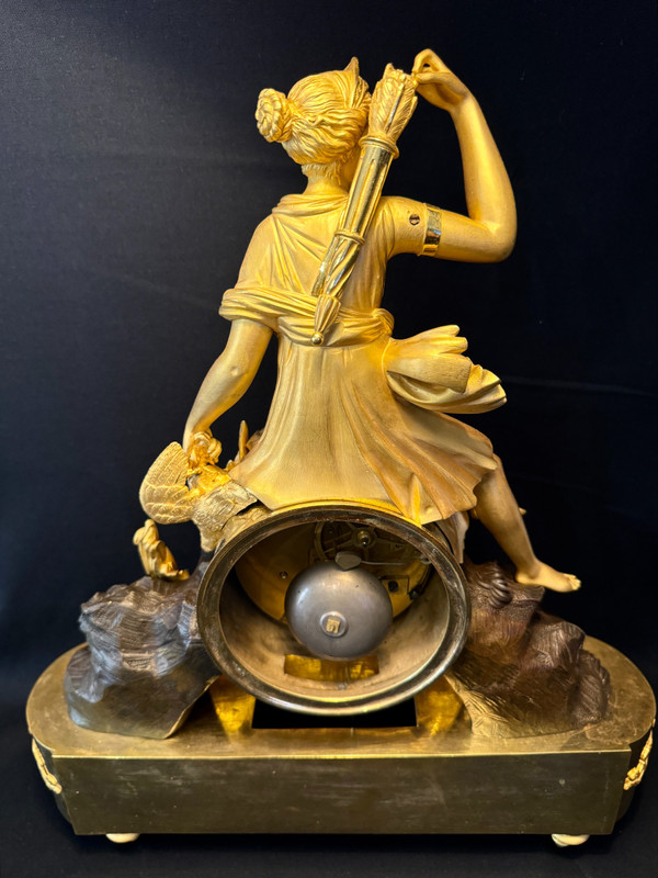 Large Empire gilt bronze "Diana the Huntress" clock