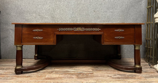 bureau Ministre double face style Empire en acajou vers 1900