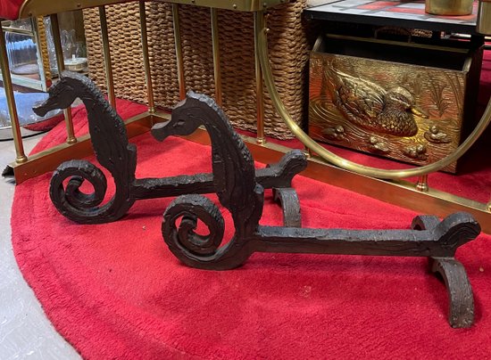 PAIR OF ANDIRONS, DLG BY EDOUARD SHENCK