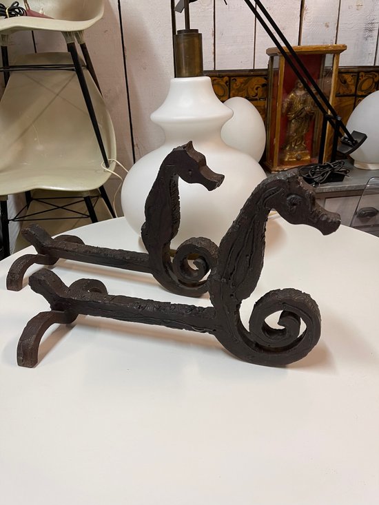 PAIR OF ANDIRONS, DLG BY EDOUARD SHENCK