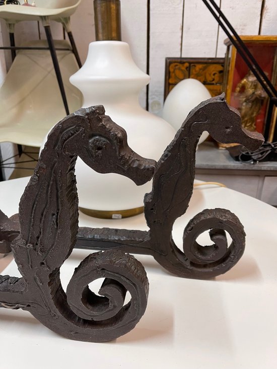 PAIR OF ANDIRONS, DLG BY EDOUARD SHENCK