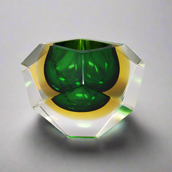 1960s Astonishing Green Murano Ashtray or Bowl By Flavio Poli for Seguso. Made in Italy