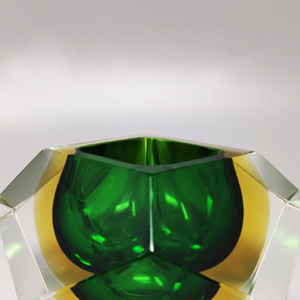 1960s Astonishing Green Murano Ashtray or Bowl By Flavio Poli for Seguso. Made in Italy