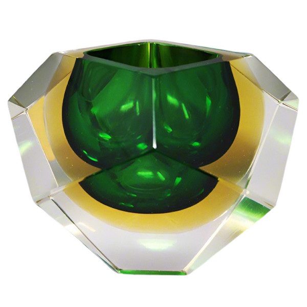 1960s Astonishing Green Murano Ashtray or Bowl By Flavio Poli for Seguso. Made in Italy