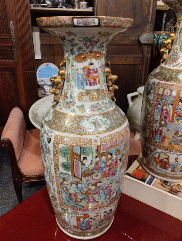 Paire De Vases - Chine - Dynastie Qing - Canton - Fin XIX E S.
