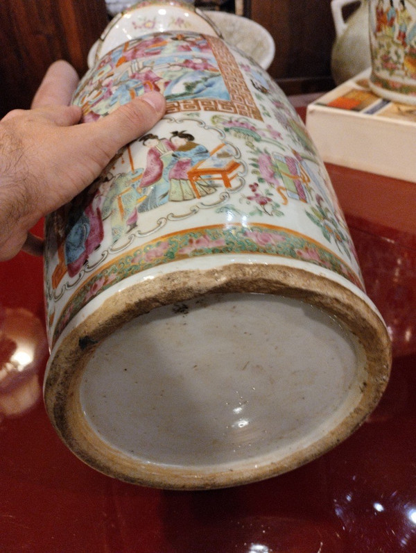 Paire De Vases - Chine - Dynastie Qing - Canton - Fin XIX E S.