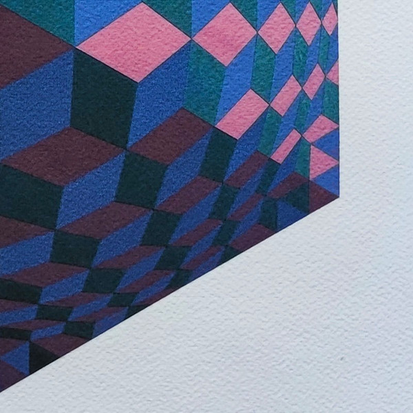 1970s Original Gorgeous Victor Vasarely Op Art Limited Edition Lithograph
