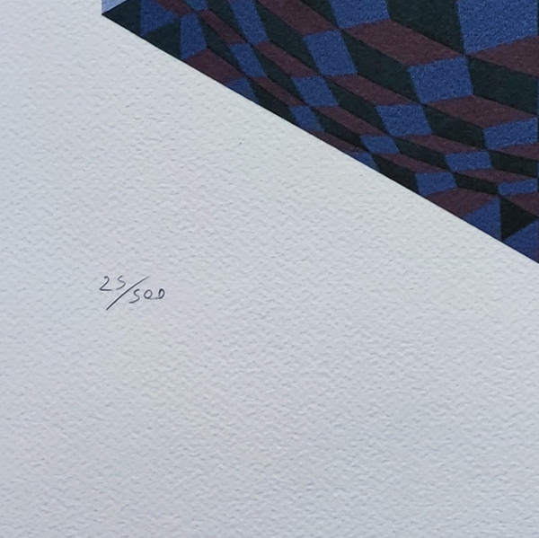 1970s Original Gorgeous Victor Vasarely Op Art Limited Edition Lithograph