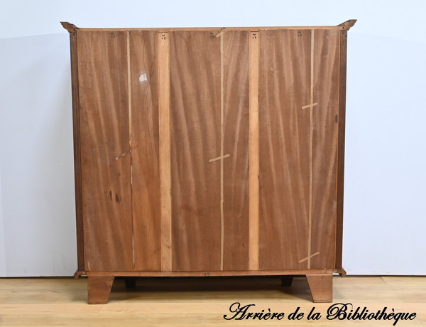 Oak bookcase with three doors