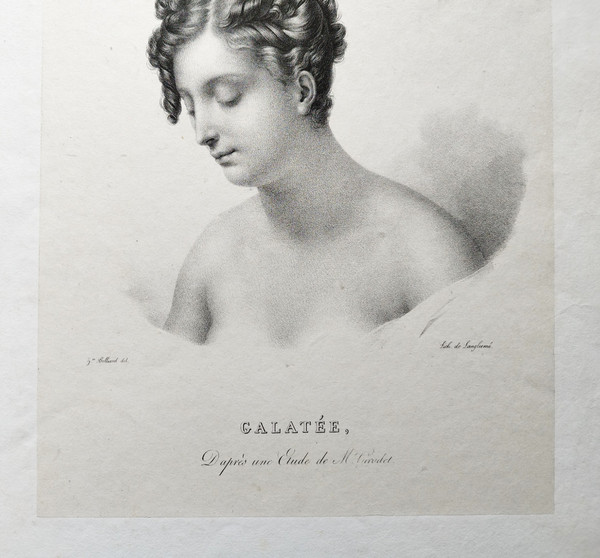 Galatea Greek Mythology Lithograph After Girodet-trioson  19th C Old Print